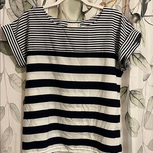 Kenar Navy and White Striped Short Sleeve Tee